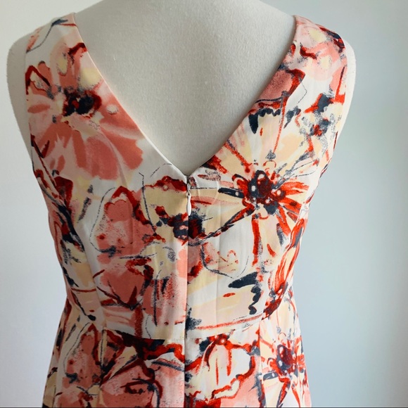 LOFT Sleeveless Floral Red  Dress Petite 0 NWOT - Picture 6 of 9